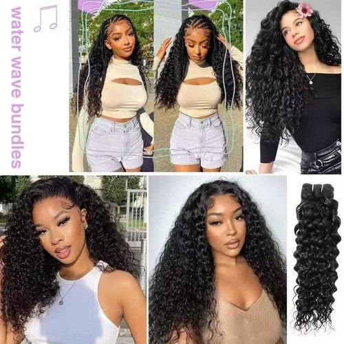Human Hair Bundles Water Wave Bundles 12A Brazilian Weave Human Hair Bunldes Wet And Wavy Bundles Human Hair 100% Unprocessed Virgin 3 Bundls Human Hair 16 18 20