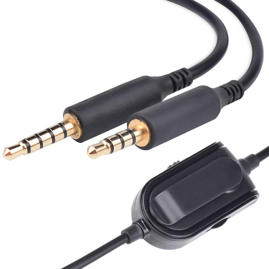 A40 Inline Mute/Volume Control Audio Cable Cord Lead Compatible with Logitech G633 G933 and Astro A10 A40 A30 A50 Gaming Headsets (Black)
