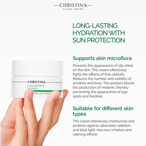 -CHRISTINA- Line Repair Bakuchiol Day Cream with SPF 15 | Face Moisturizer with Blue Light Defense, Ideal for Combination, Normal, Dry Skin | Cream For Face with Anti-Aging effect 50ml / 1.7 fl.oz