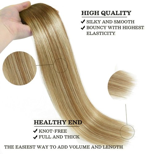 Star Show Wire Hair Extensions Walnut Brown to Ash Brown and Bleach Blonde Remy Natural Straight Hair Extension for Women (20 inch, T4/P10/613)