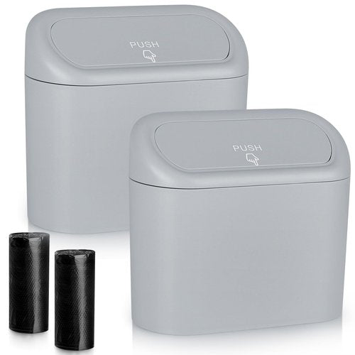 Accmor Car Trash Can with Lid, 2 Pack Mini Vehicle Trash Bin, Mini Car Dustbin Garbage Organizer Holder with Trash Bag, Hanging Leakproof Auto Storage Bag Container for Cars, SUV, Truck