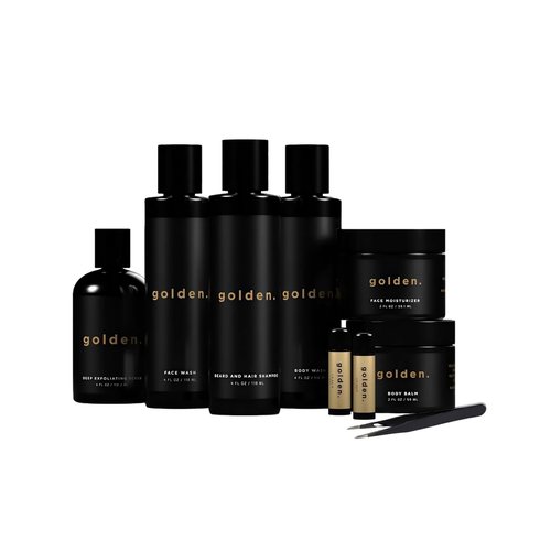 Golden Grooming The Unbearded Bundle – Clean Face & Fresh Skin Essentials for Black Men | Beard & Hair Shampoo, Body Wash, Balm & More!