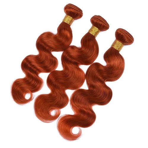 Biliisyff Ginger Bundles Color 350 Body Wave Human Hair 8A Grade Color 350 Orange 16 18 20 Inch Brazilian Grade 8A Virgin Hair Extensions Orange Body Wave Bundle