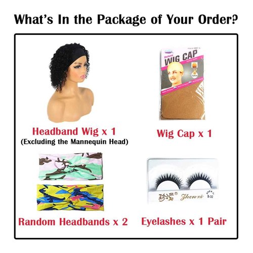 Short Curly Headband Wigs Human Hair Wig for Black Women, Color #4 Glueless Kinky Curly Wigs 100% Unprocessed Hair Chocolate Brown None Lace Front Wigs Dark Brown 150% Density (14 Inch, #4)