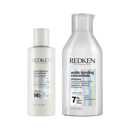 Redken Acidic Bonding Concentrate Pre-Treatment & Shampoo Set For Damaged and All Hair Repair - Repairs Weakened Bonds and Reduces Breakage