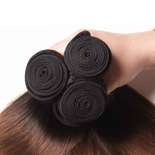 REMY Hair Ombre Brown Brazilian Virgin Human Hair Bundles Long Straight Hair Bundles For Women Dark Roots 3 Tone Color Bundles T1B/4/27 Hair Double Weft 26inch