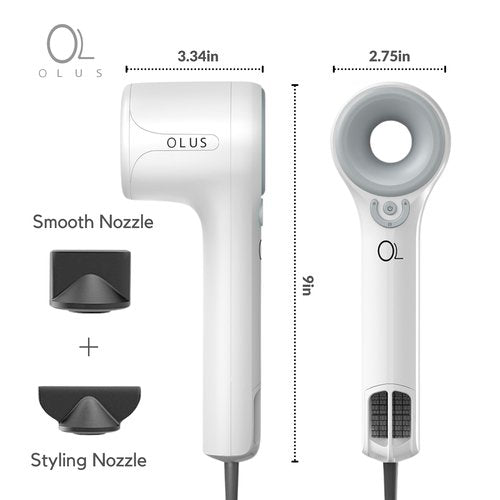 High Speed 1500W Ionic Hairdryer for Personal Care and Professional Salons, 110,000RPM Motor to Ensure Fast Drying, Lightweight & Ergonomic Design, White