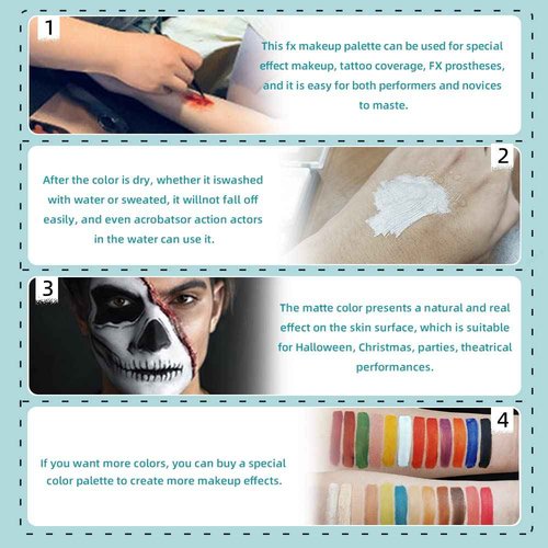 T TOGUSH 12 Colors Alcohol Activated Makeup Palette Set with Mimic Wound Sponge Egg for SFX Halloween Makeup