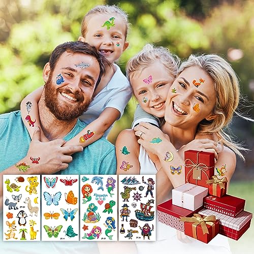Tattoos for Kids, 300+ Mixed Styles Temporary Tattoos Stickers Set for Girls and Boys, Space Dinosaur Animals Butterfly Tattoos for Kids Birthday Party Supplies