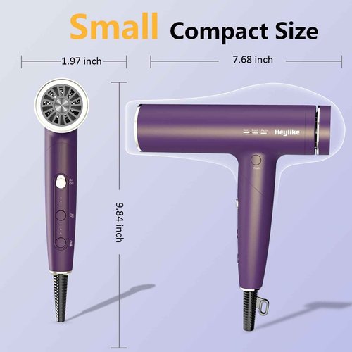 High Speed Plasma Ion Hair Dryer with Diffuser, Professional Blow Dryer 130000 RPM Brushless Motor for Fast Drying,1500W 3Temps/3Speeds Thermo-Control Lightweight Hairdryer for Women Home Travel Salon