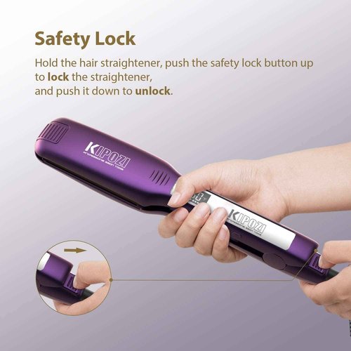 Professional Titanium 1.75Inch Flat Iron Hair Straightener & 2-in-1 Hair Styler with Digital LCD Display, Dual Voltage Instant Heating for Professional Straightening and Curling. (Violet)