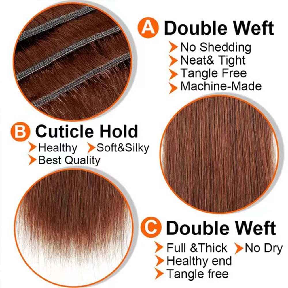 Giginger Bundles Human Hair 24 26 28 Inch Color 30 Light Brown Straight Bundles Human Hair Unprocessed Quick Weave Soft Sewn In Hair Extensions for Black Women