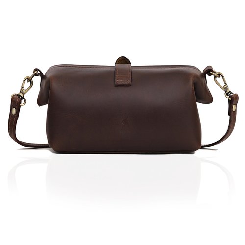 Premium Leather Cosmetic Bag for Women – Large Capacity Travel Makeup Organizer Pouch with Handle & Shoulder Strap, Vanity Makeup Case, Durable Leather Bag & Cosmetic Organizer For Travel - Brown