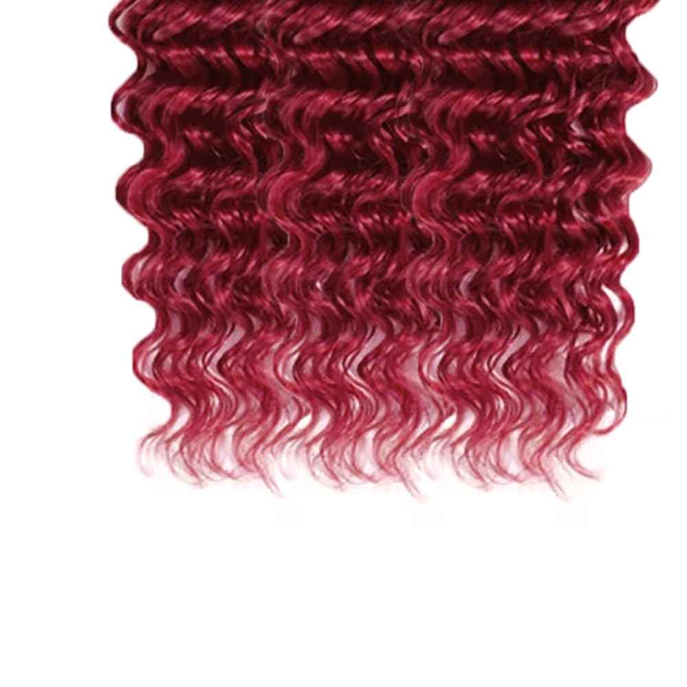 28 30 32 inch Red Human Hair Bundles Burgundy Deep Wave 3 Bundles Burgundy Human Hair Bundle Red Deep Wave Bundle 300g