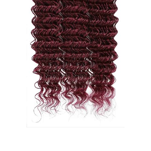 FuivJuix #99J Burgundy Bundles Deep Wave Bundles Human Hair 34 34 34 Inch Brazilian Virgin Hair Wine Red Deep Wave Bundles Human Hair Extensions 3 Bundle 50 Gram Per Bundle