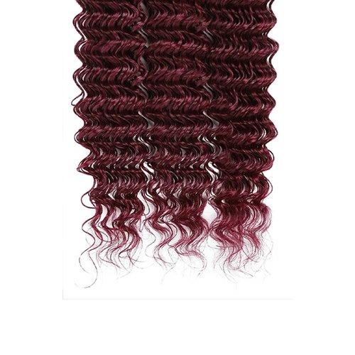 FuivJuix #99J Burgundy Bundles Deep Wave Bundles Human Hair 26 28 30 Inch Brazilian Virgin Hair Wine Red Deep Wave Bundles Human Hair Extensions 3 Bundle 50 Gram Per Bundle