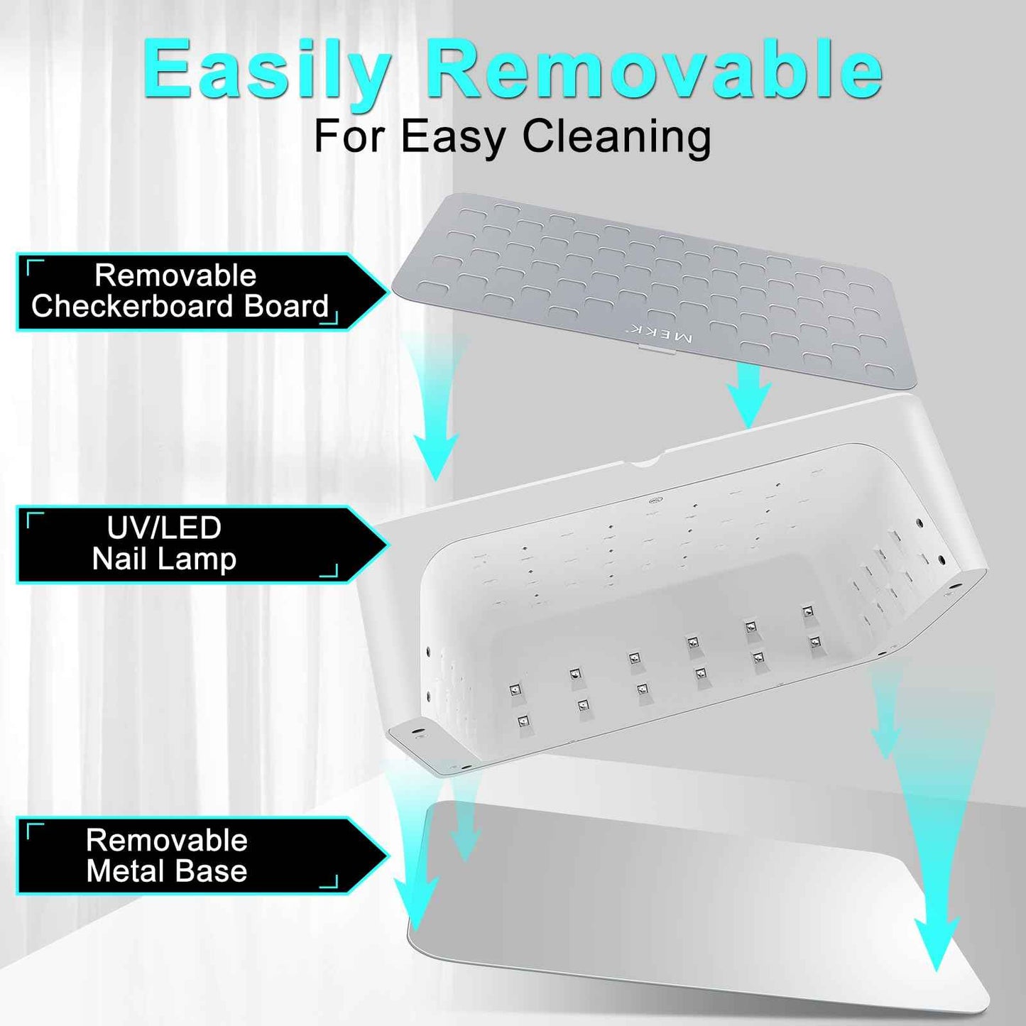 MEKK UV LED Nail Lamp - Luxury Cordless UV Light for Gel Nails with Red Light Skincare,4+2 Timer Modes,Two-Hand Design,Professional Nail Lamp for Salon & Home-White