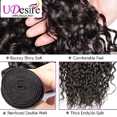 Water Wave Bundles Human Hair 1 Bundles 18Inch Water Wave Bundles 10A Brazilian 100% Unprocessed Virgin Human Hair Wet and Wavy Bundles Double Weft Water Curly Weave Natural Black