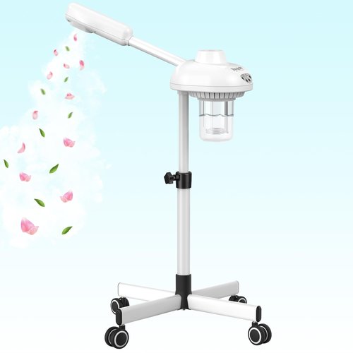 TASALON Professional Facial Steamer on Wheels, Hot Ozone Face Steamer for Facial, Esthetician Steamer for Salon Beauty and Spa, Mist Face Steamer for Facial Deep Cleaning Skin Care Equipment- White