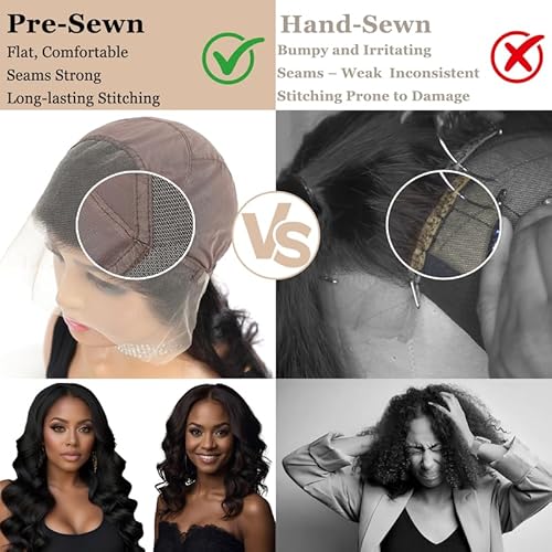 Pre-sewn 9x6 HD Lace Closure with Glueless Cap ? Body Wave Human Hair Closure with Baby Hair, Bleach & Dye Friendly, Beginner Friendly 16 Inch 613 Blonde