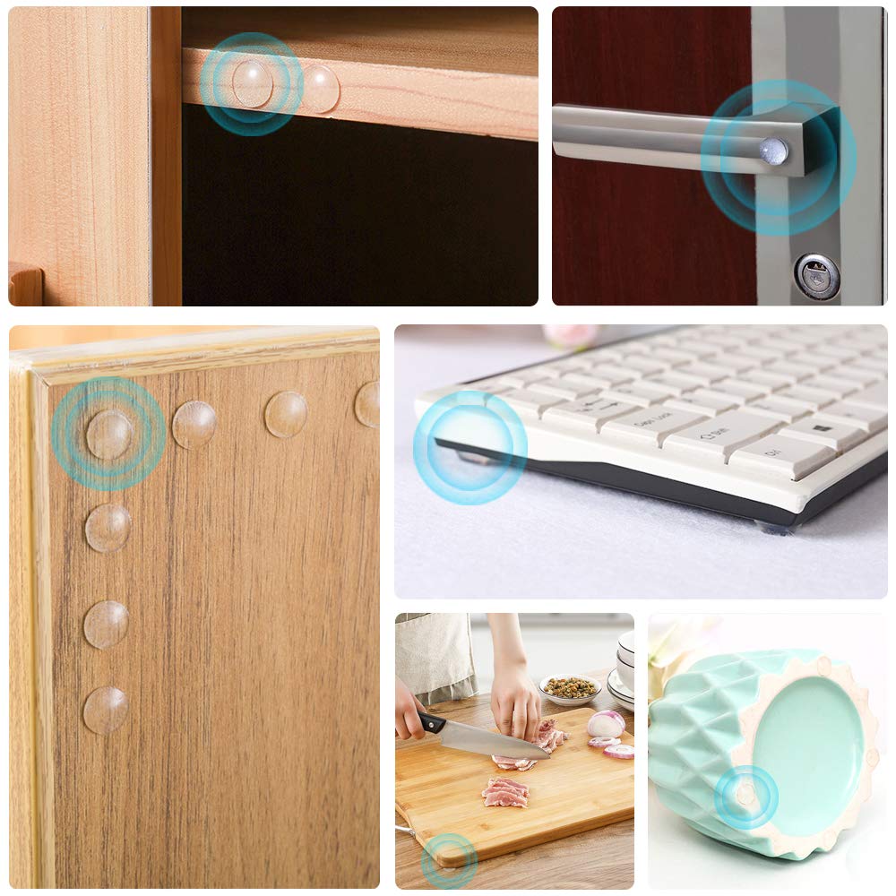 200PCS Cabinet Bumpers Clear Rubber Bumpers Self Adhesive, Soft Close Cabinet Door Bumper Dots, Sound Dampening Cupboard Door Bumpers Pads for Kitchen Drawers, Picture Frames, Furniture