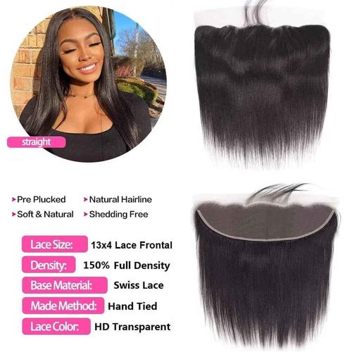 10A Straight Bundles with Frontal 16 18 20 with 14 Inch Human Hair Bundles with Closure 100% Unprocessed Brazilian Virgin Human Hair Weave 3 Bundles with Frontal HD Lace