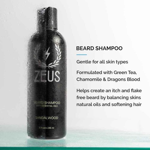 ZEUS Starter Beard Wash & Beard Oil Kit for Men, Softens, Hydrates & Moisturizes Facial Hair, Promotes Healthy Growth & Shine (Made In USA) Vanilla Rum