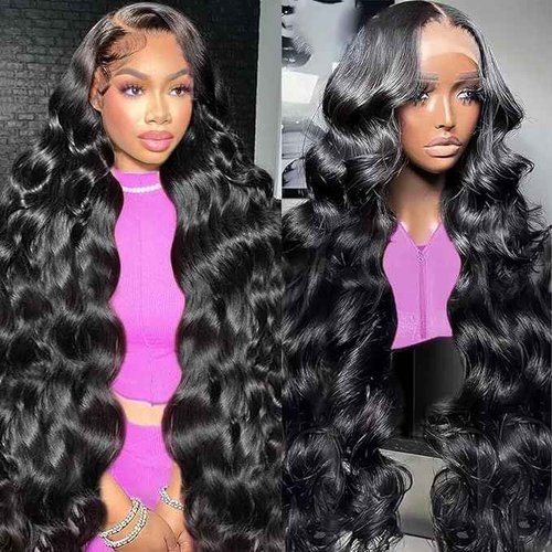 AILIKA 30 Inch13*4 HD Transparent Lace Front Wig Body Wave Human Hair Pre Plucked 180 Density With Baby Hair Natural Hairline Wig For Black Women.