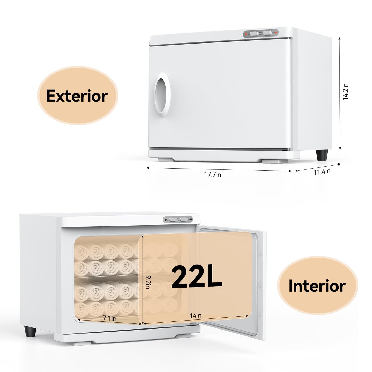 HYTOBP 22L Towel Warmer, Large Hot Towel Warmer for Spa, 2-in-1 Professional Cabinet for Facials Esthetician Beauty Salon and Barber(White)