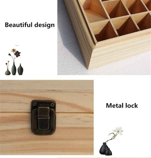 VolksRose Essential Oil Storage Wooden Box, 85 Slots for 5-15ml Essential Oil Roller Bottles, Carrying Case Display Large Organizer Gift Box Container for Travel, Presentation, Nail Polish, Makeup