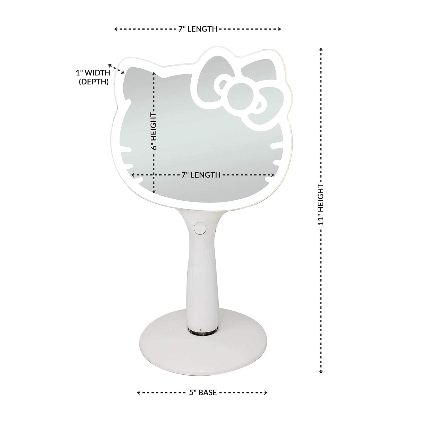 Impressions Vanity Hello Kitty LED Handheld Mirror, Makeup Vanity Mirror with Standing Base and Adjustable Brightness