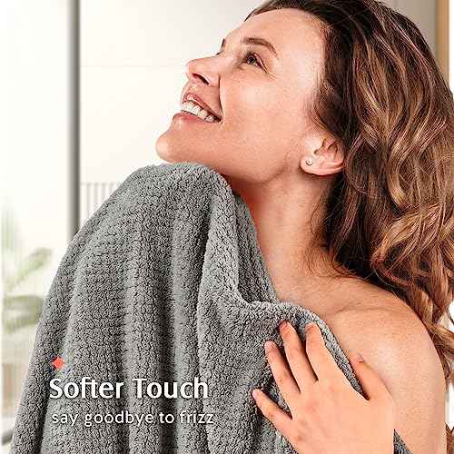 YFONG 2 Pack Microfiber Hair Towel Wrap for Women, Super Absorbent Quick Dry Hair Turban for All Hair Style Anti Frizz, Large Hair Drying Towel with Button