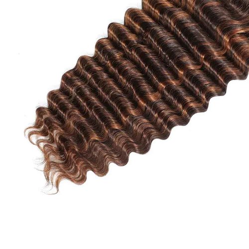 ZevPiul P430 Highlight Brown Bundles Human Hair Deep Wave 3 Bundles 24 26 28 Inch Unprocessed Brazilian Virgin Remy Dark Brown Deep Wave Bundle Human Hair Extensions