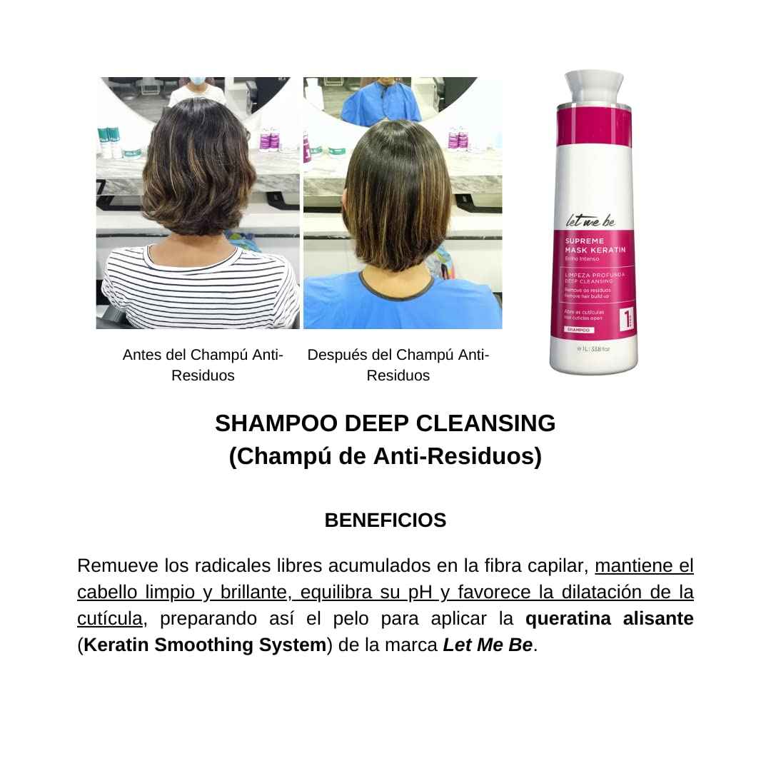 Let Me Be Keratin Hair Kit – Progressive Supreme Mask & Deep Cleansing Shampoo 2x1L (33.8 fl oz) – Frizz Control, Intense Shine – Professional Smoothing System for All Hair Types