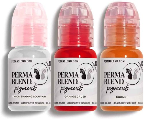 Perma Blend Neutralizing Tattoo Ink Set for Permanent Makeup - Vegan Microblading Pigment & Tattoo Supplies for Lip Makeup - Shading Solution, Orange Crush & Squash Lip Blush (0.5 oz Each)