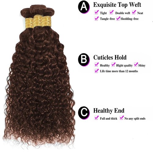 20 22 24 Inch Color 4 Bundle Dark Brown Water Wave Human Hair Bundles Color 4 Ocean Wave Bundles Human Hair Chocolate Brown Wet and Wavy Bundle