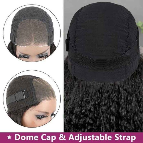 yuccy Kinky Straight Lace Front Wigs Human Hair Pre Plucked With Baby Hair 180% Density Yaki Straight 4x4 Transparent HD Glueless Lace Wig For Black Women