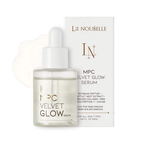 La Noubelle MPC Velvet Glow Serum, All-Day Hydration, Wrinkle Reduction & Revitalizing Skin with Hydrolyzed Collagen, Soybean Peptide and Centella Asiatica Extract, Premium Korean Serum, 1.69 fl oz