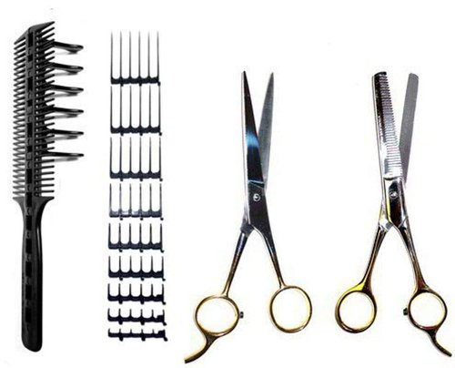 CombPal Scissor Clipper Over Comb Hair Cutting Tool - Barber Hair Cutting kit - DIY Home Hair Cutting Guide Comb Set (Jumbo Value-Pack, Black)