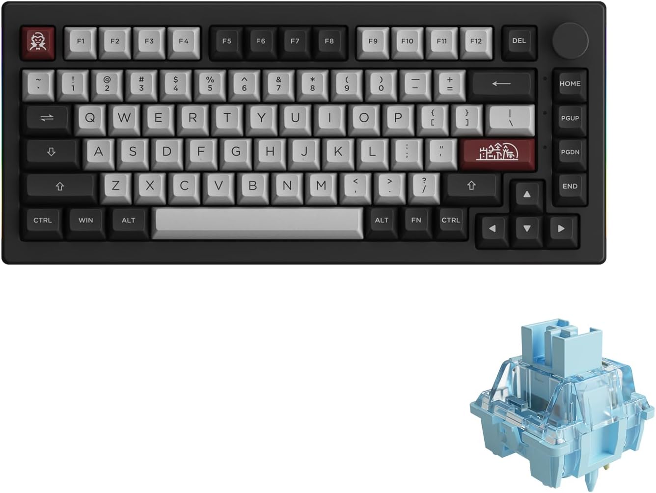 Akko 5075B Plus Mechanical Keyboard 75% Percent RGB Hot-swappable Creamy Keyboard with Knob, Black & Silver Theme with PBT Double Shot ASA Profile Keycaps V3 Creamy Yellow Pro Switch