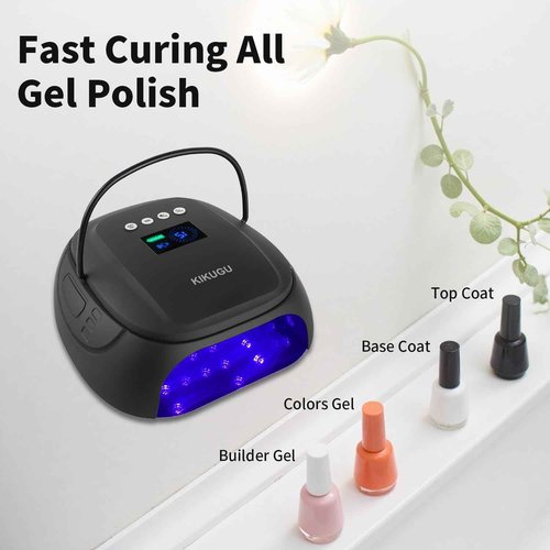 Kikugu Cordless UV LED Nail Lamp,126W Rechargeable Nail Dryer for Gel Nails,Fast Curing Lamp Manicure,Pedicure,Ideal for Nail Salon(Black)