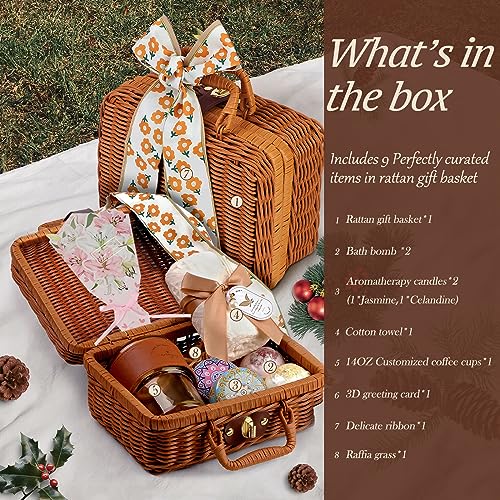 Birthday Gifts for Women,Happy Bath Set Relaxing Spa Gift Baskets Ideas for Women,Her,Mom, Sister, Coworker, Wife, Girlfriend, Daughter,Unique Get Well Soon Self Care Holiday Gift Basket for Women.