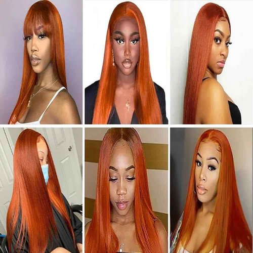 Yuksoocosh Color 350 Burnt Orange Straight Bundles Human Hair Ginger Straight Bundles Double Weft Brazilian Remy Hair Extensions Soft and Silky for Black Woman (26 26 26 inch,3 Bundles)