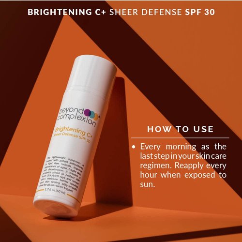 Beyond Complexion Brightening C+ Sheer Defense SPF 30 - Oil-Free, Fast-Absorbing SPF Makeup that Reduces Redness and Evens Skin Tone