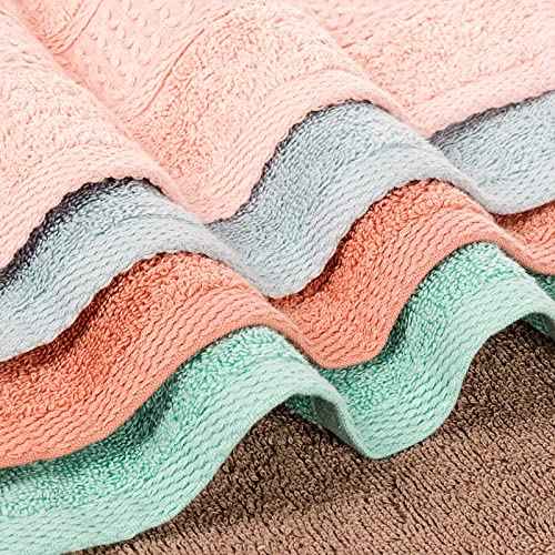 Washcloths for Body and Face - Absorbent Bath Towels Bulk Set, 100% Cotton Hotel Towels for Bathroom . Durable,Soft Wash Rag (Multicolor, Pack of 12)