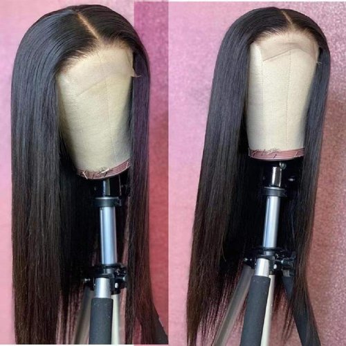SUNKASA 4x4 Straight Lace Closure Wigs human hair HD Lace Front Wigs Human Hair Pre Plucked with Baby Hair 180 Density 22inch