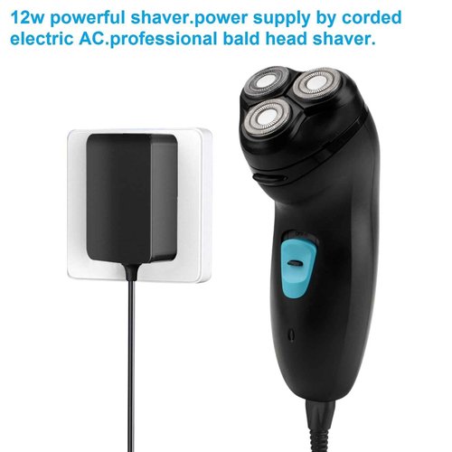 VSTSERIES Corded Electric Shaver for Men.Professional Head Shaver for Bald Man.3D Float Razor for Close Shave Machine.Face Stubble Bold Heavy Beard Trimmer.12w Powerful Motor.Plug in Power Supply