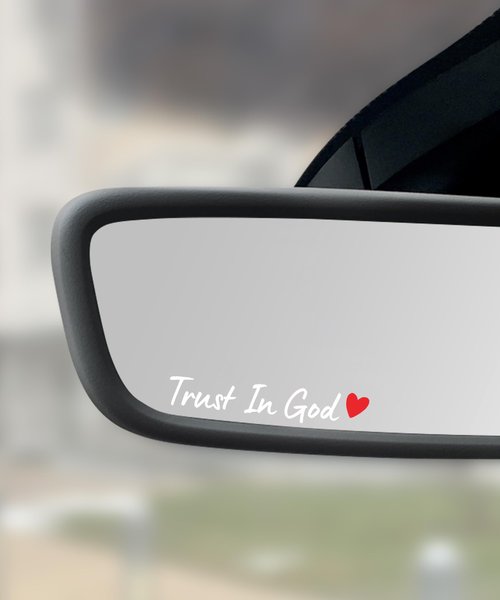 SCUARI 4PCS Car Stickers,Cars Decals,Car Accessories Trust in God Rearview Mirror Sticker,Auto Stickers and Decals,Auto Decals for Women,Trust in God Mirror Decoration,Fits Most Vehicles (White&Red)