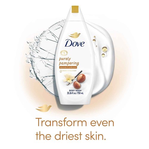 Dove Body Wash 6-Pack – Purely Pampering, Shea Butter & Warm Vanilla for Softer, Smoother Skin, 25.4 Oz Ea