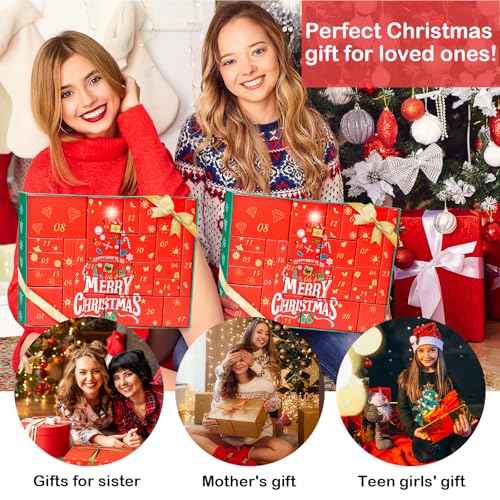 Advent Calendar 2025 Holiday Beauty Advent Calendar For Teen Girls & Adult Women, New Year 24PCS Beauty Fashion and Jewelry Sets Makeup Gifts, Christmas Countdown Calendar Gift for Mom, Wife, Sister